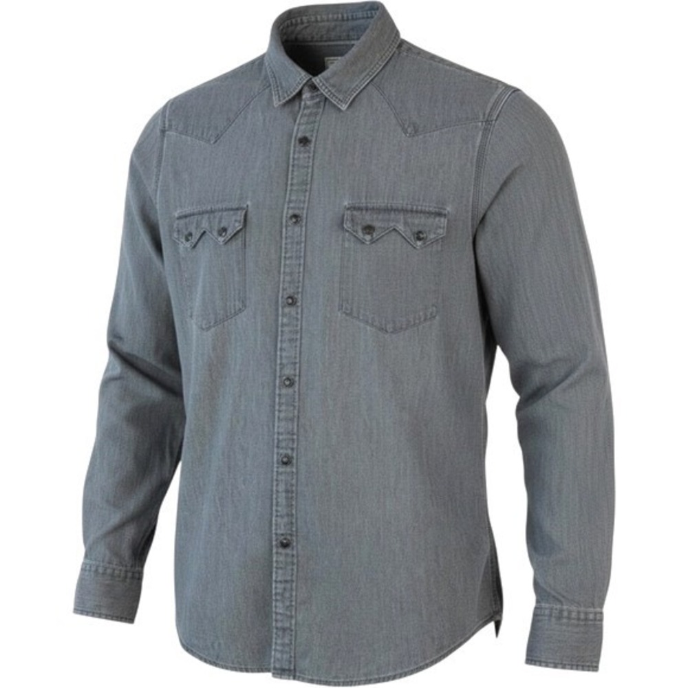 Lee Cooper Western Denim Shirt Grey Pearl Snap Workwear Cowboy Americana Large